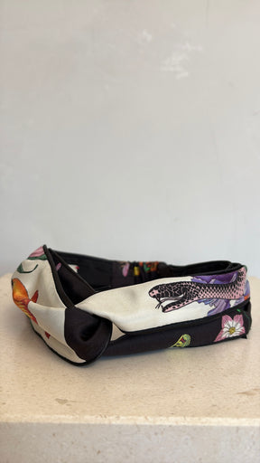 Gucci White and Black Silk Bloom Headband