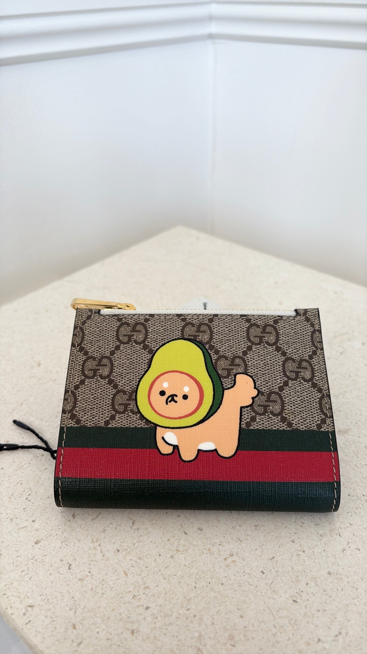 Gucci Canvas Monogram 'Kawaii' Printed Mini Flap Wallet