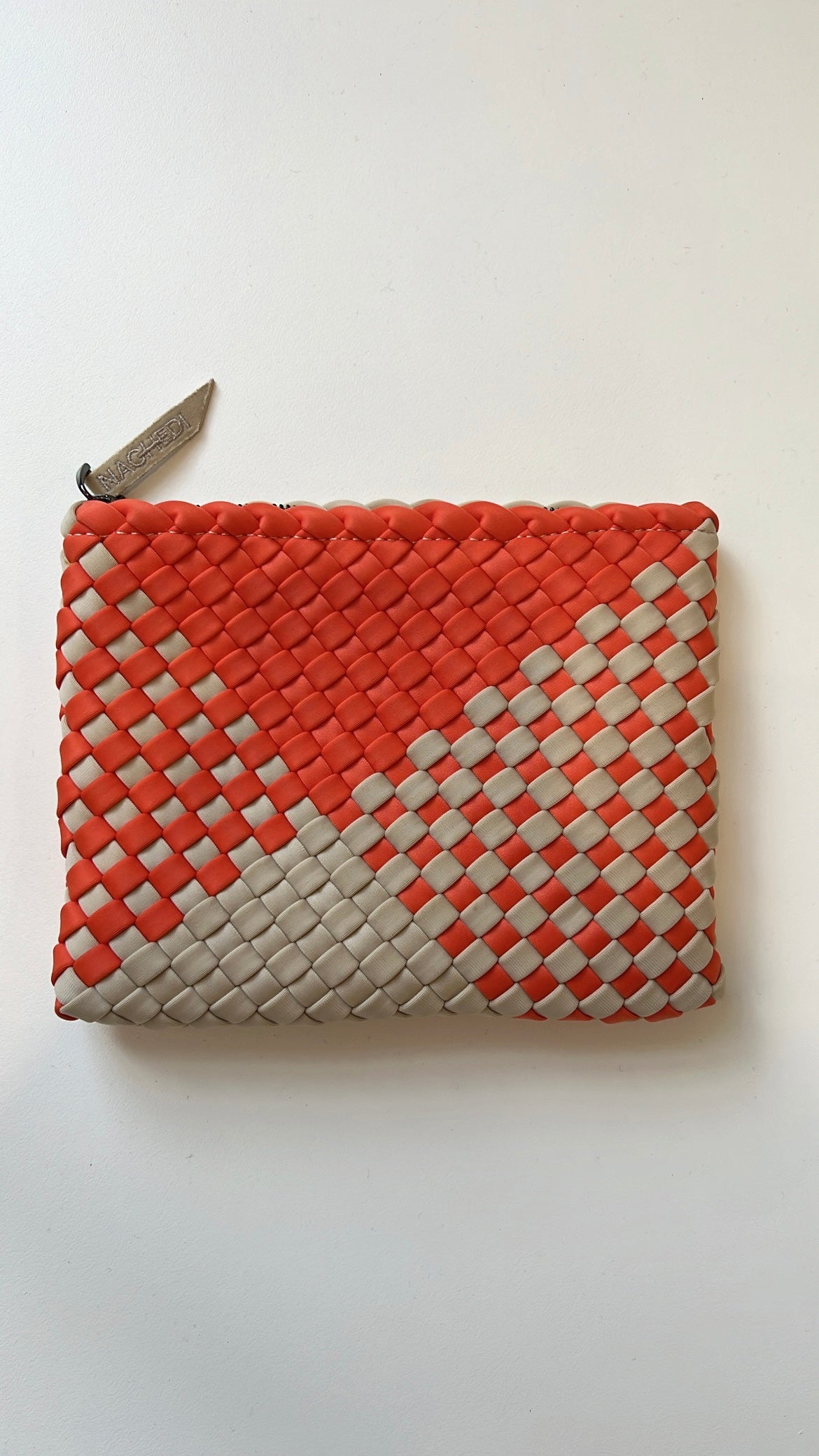 Naghedi Orange and beige Woven Pouch