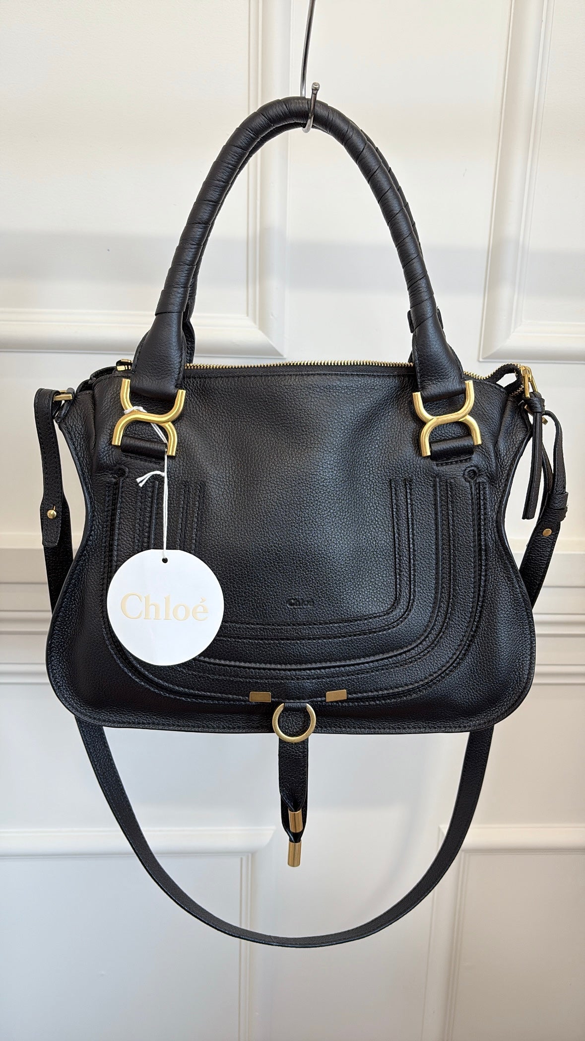 Chloé Black Leather Medium Marcie Carry Bag