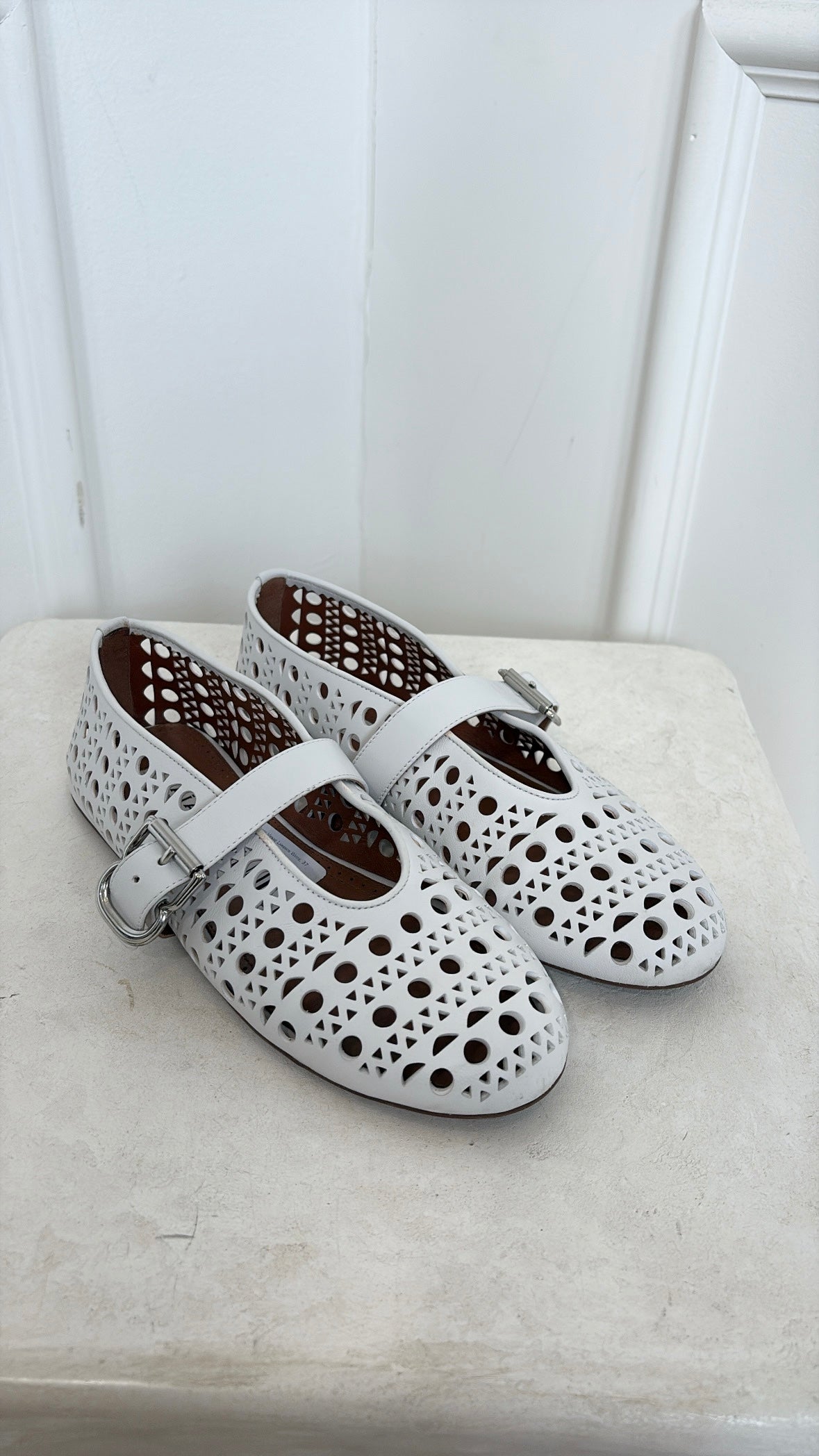 Alaïa Ballet Flats Vienne Lambskin White, 37