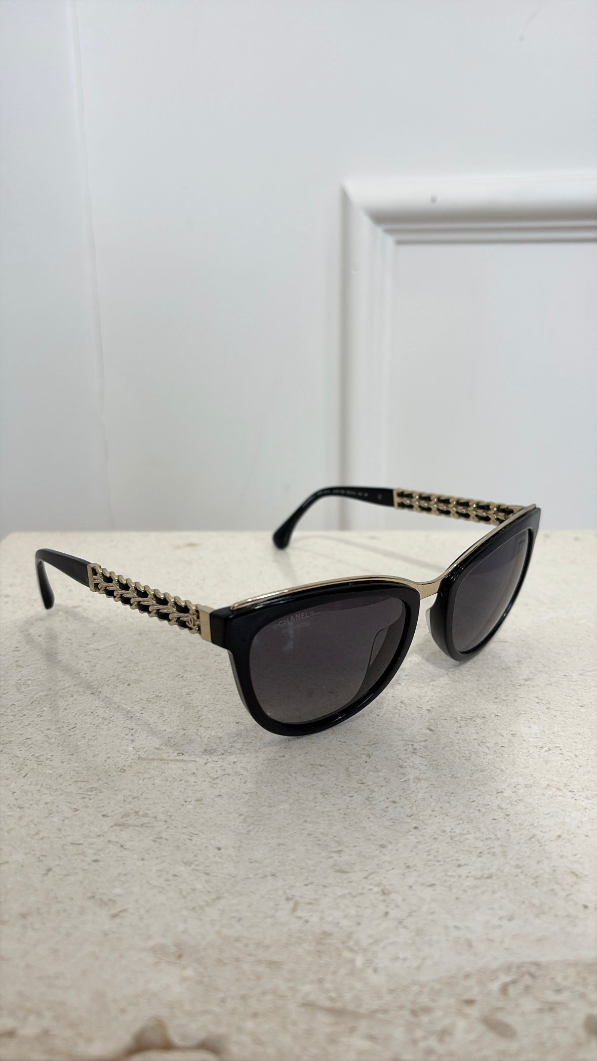 Chanel Black Sunglasses Chain Detail