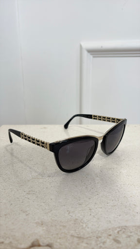 Chanel Black Sunglasses Chain Detail
