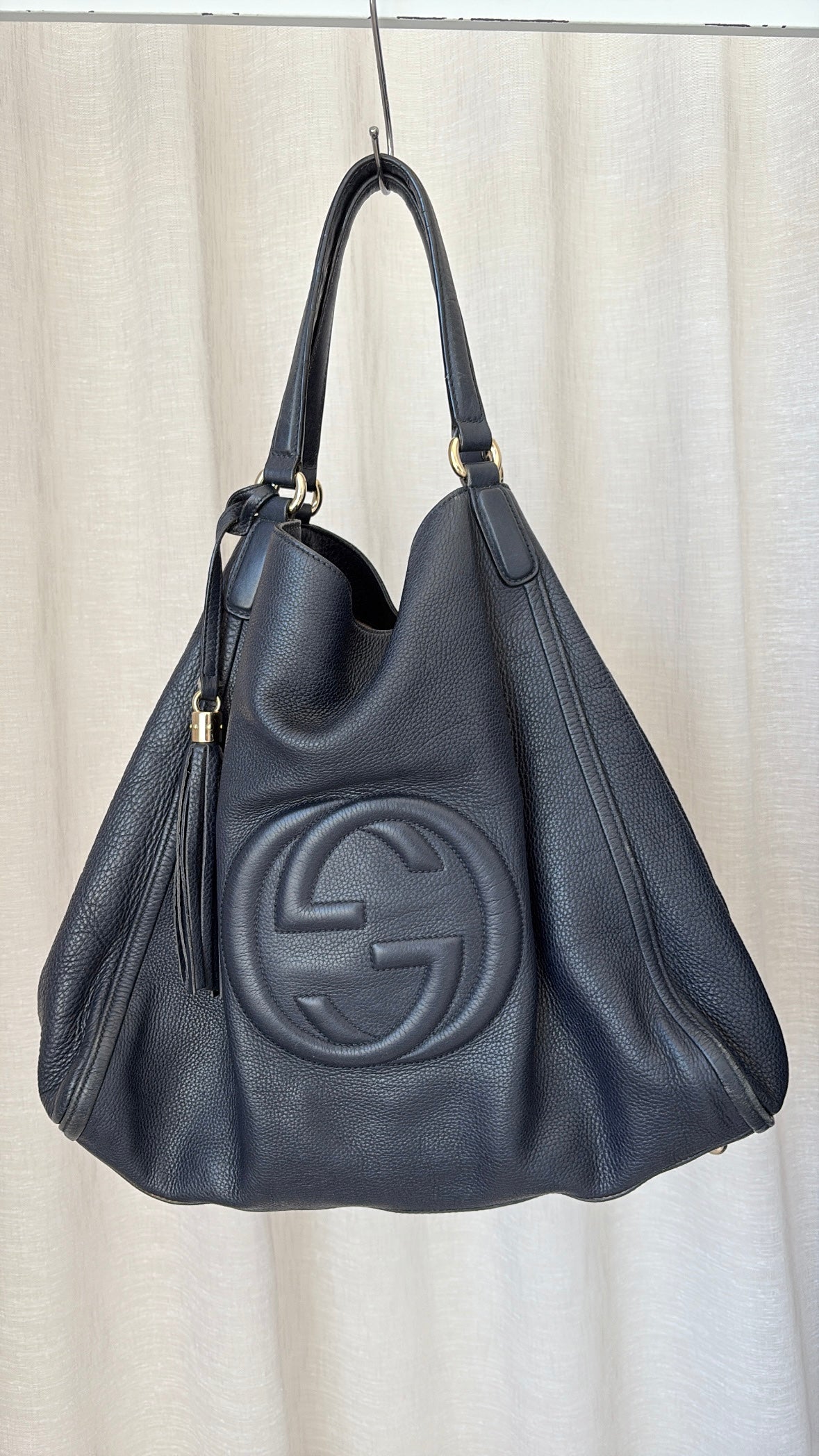 Gucci Navy Leather Soho Shoulder Tote