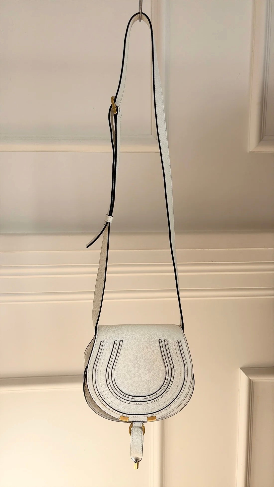Chloé White Grained Leather Marcie Bag