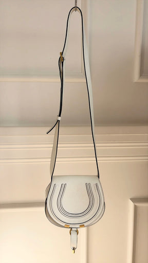 Chloé White Grained Leather Marcie Bag