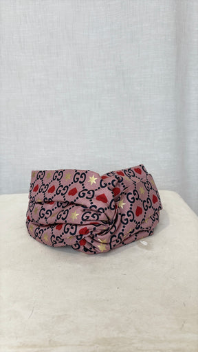 Gucci Mauve and Navy Logo Heart Headband