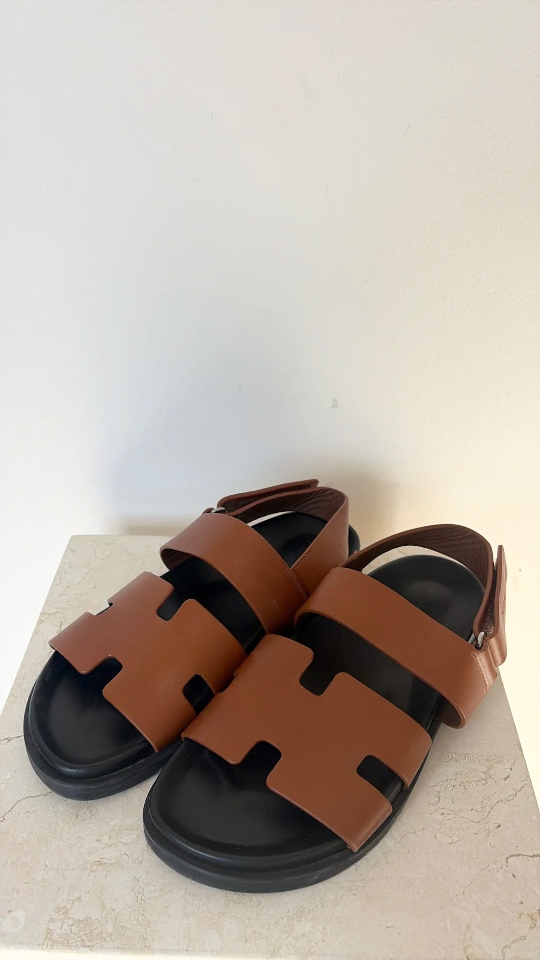 Hermès Gold Leather Genius Sandals, 39