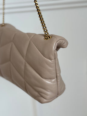 Saint Laurent Toy Puffer In Lambskin Dark Beige