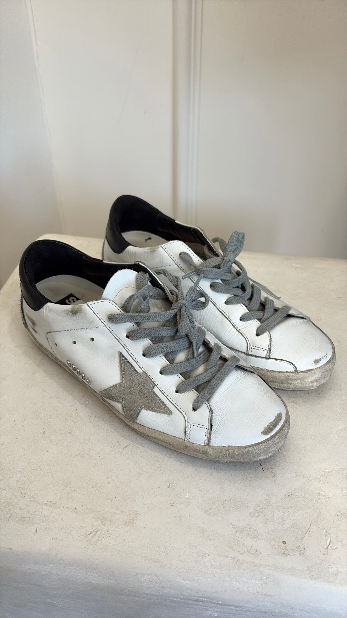 Golden Goose White and Black Leather Superstar Sneakers, 38