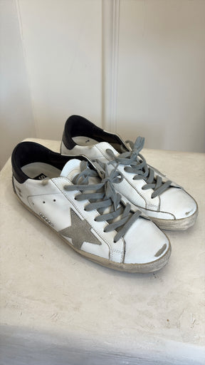 Golden Goose White and Black Leather Superstar Sneakers, 38