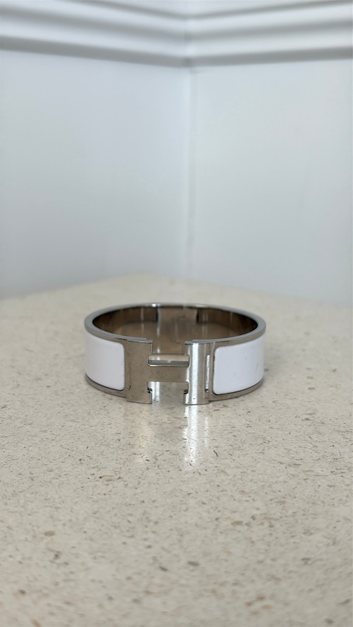Hermès Clic Clac H Bracelet White And Silver PM