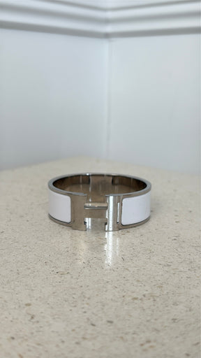 Hermès Clic Clac H Bracelet White And Silver PM