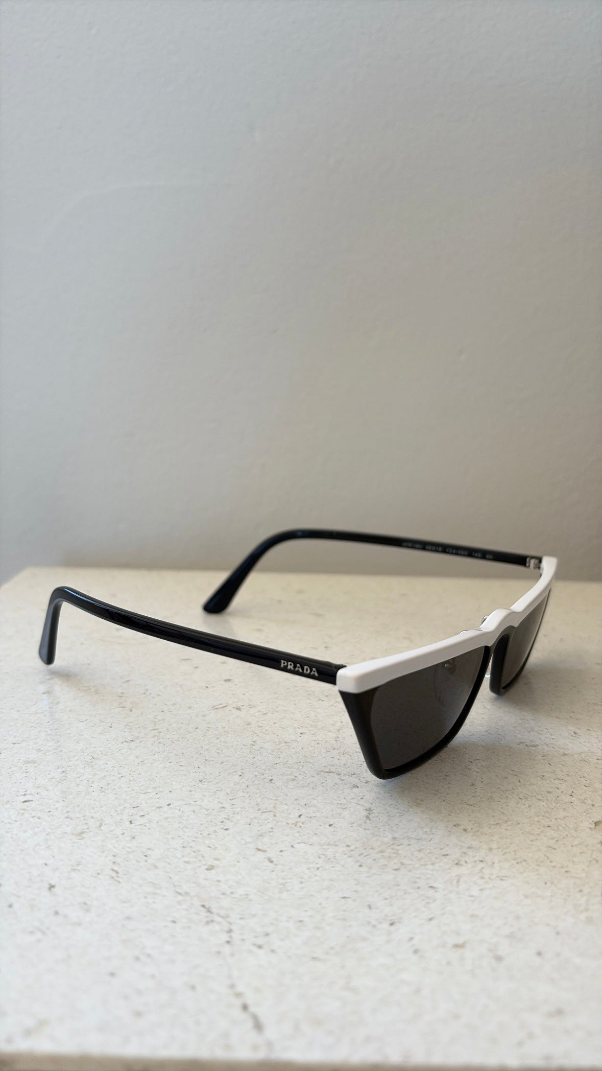 Prada Black with White Top Cat Eye Sunglasses