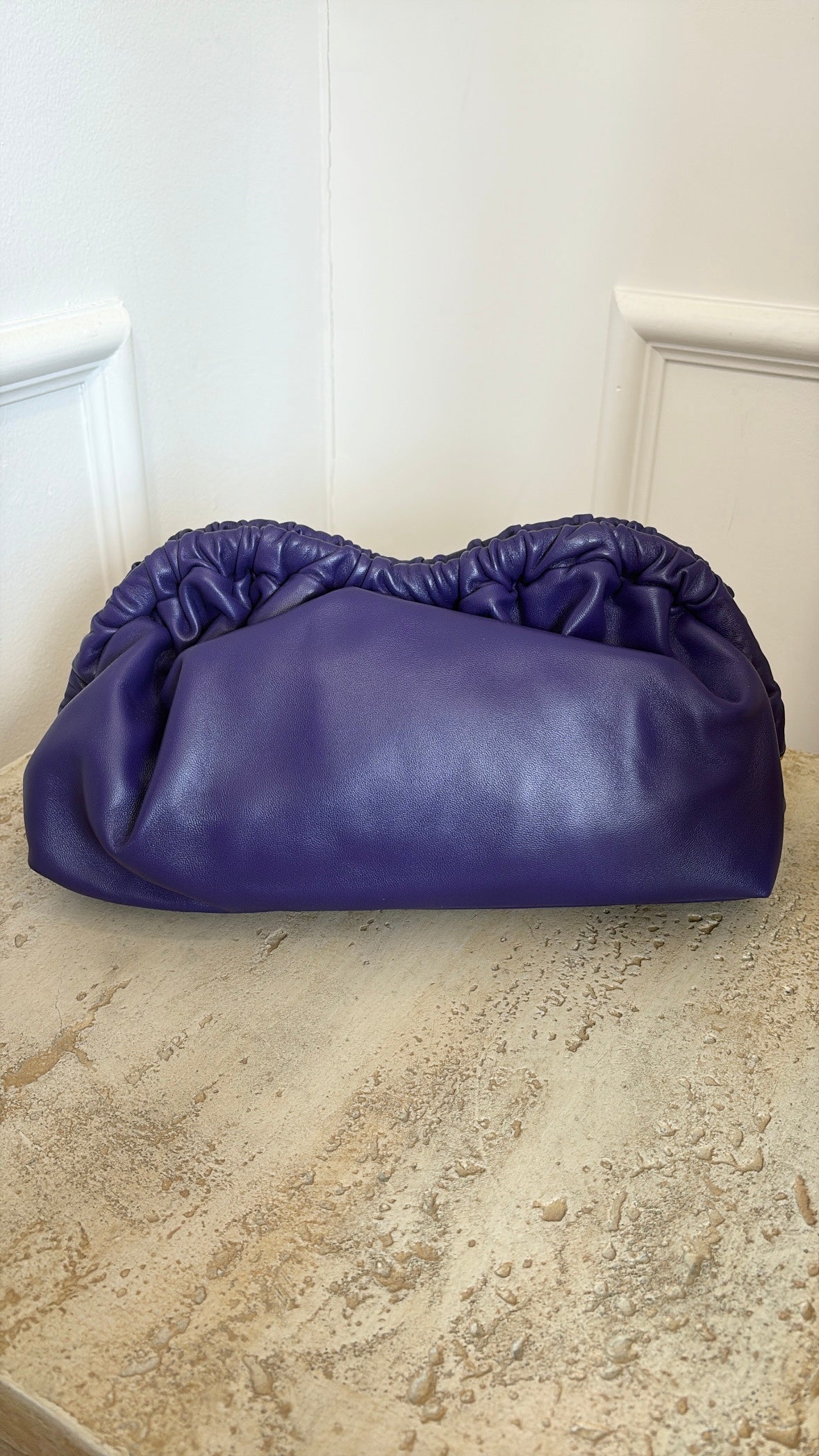 Mansur Gavriel Purple Leather Oversized Cloud Clutch