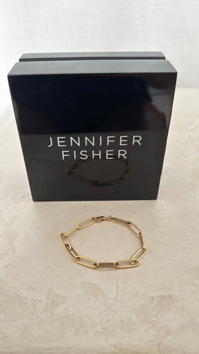 Jennifer Fisher Large Long Link Charm Bracelet in 14K Yellow Gold, 17.5cm