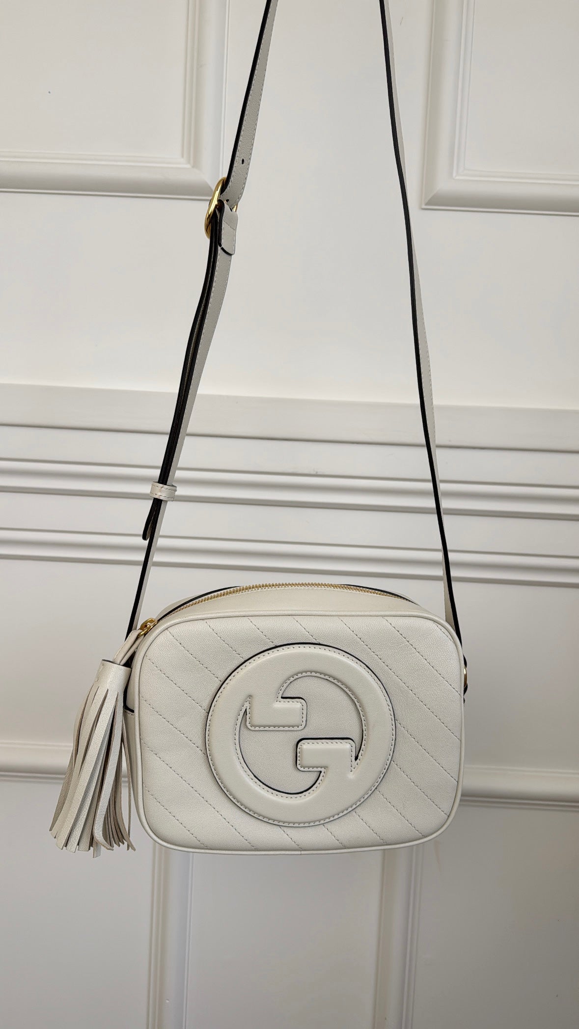 Gucci White Leather Blondie Camera Bag