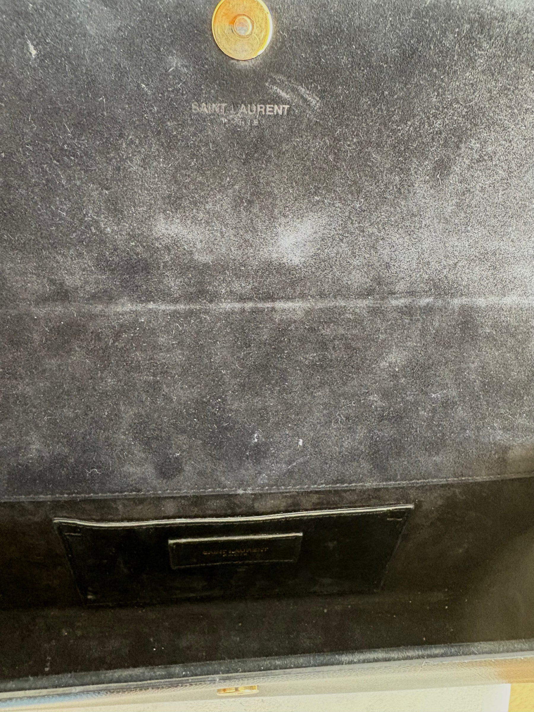 Saint Laurent Black Grained Patent Leather Clutch