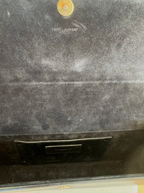 Saint Laurent Black Grained Patent Leather Clutch