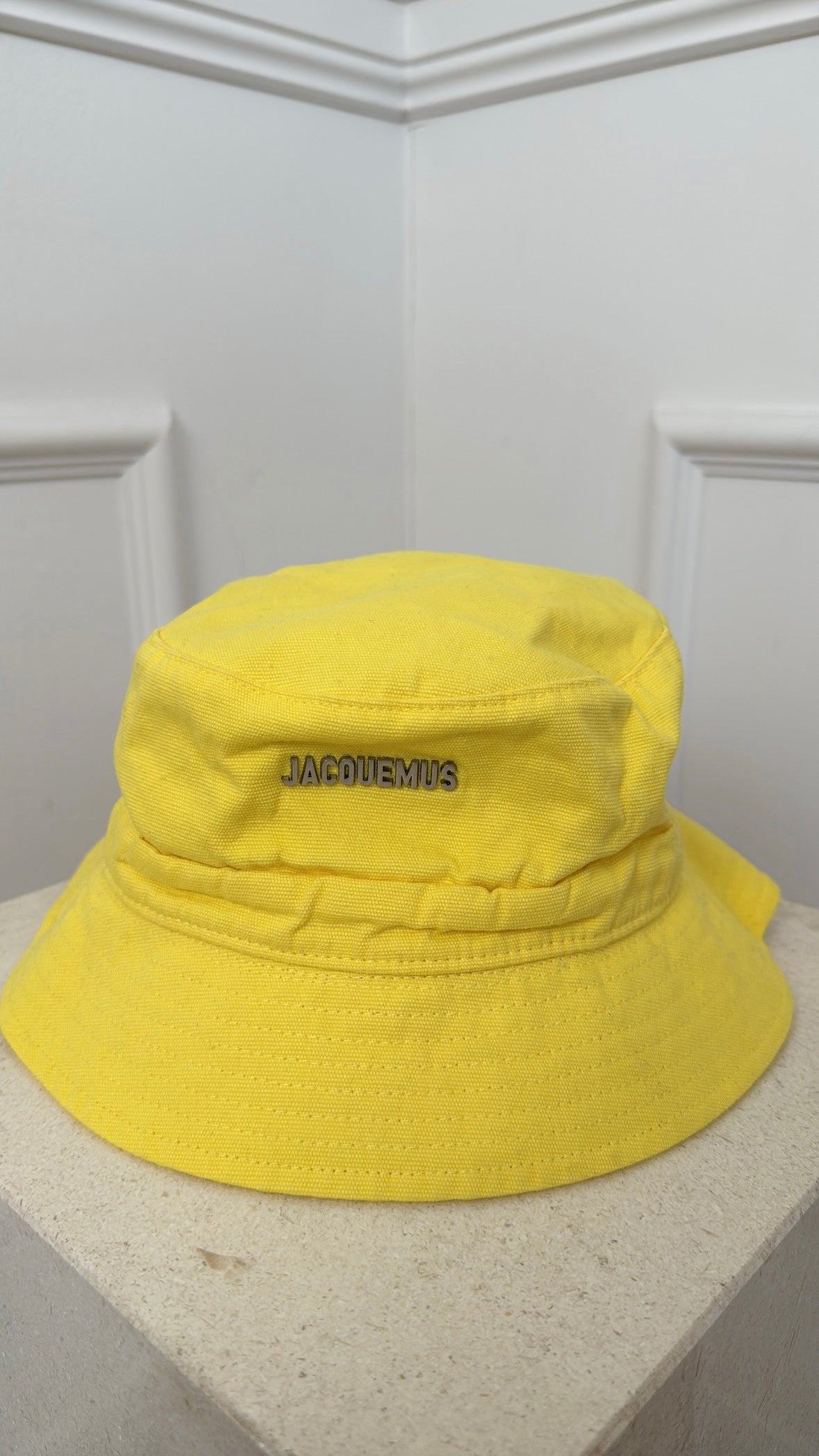 Jacquemus Yellow Canvas Logo Bucket Hat, 60