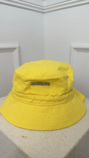 Jacquemus Yellow Canvas Logo Bucket Hat, 60