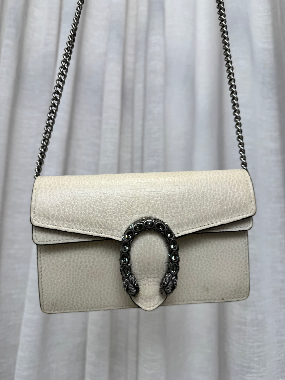 Gucci White Leather Super Mini Dionysus Bag