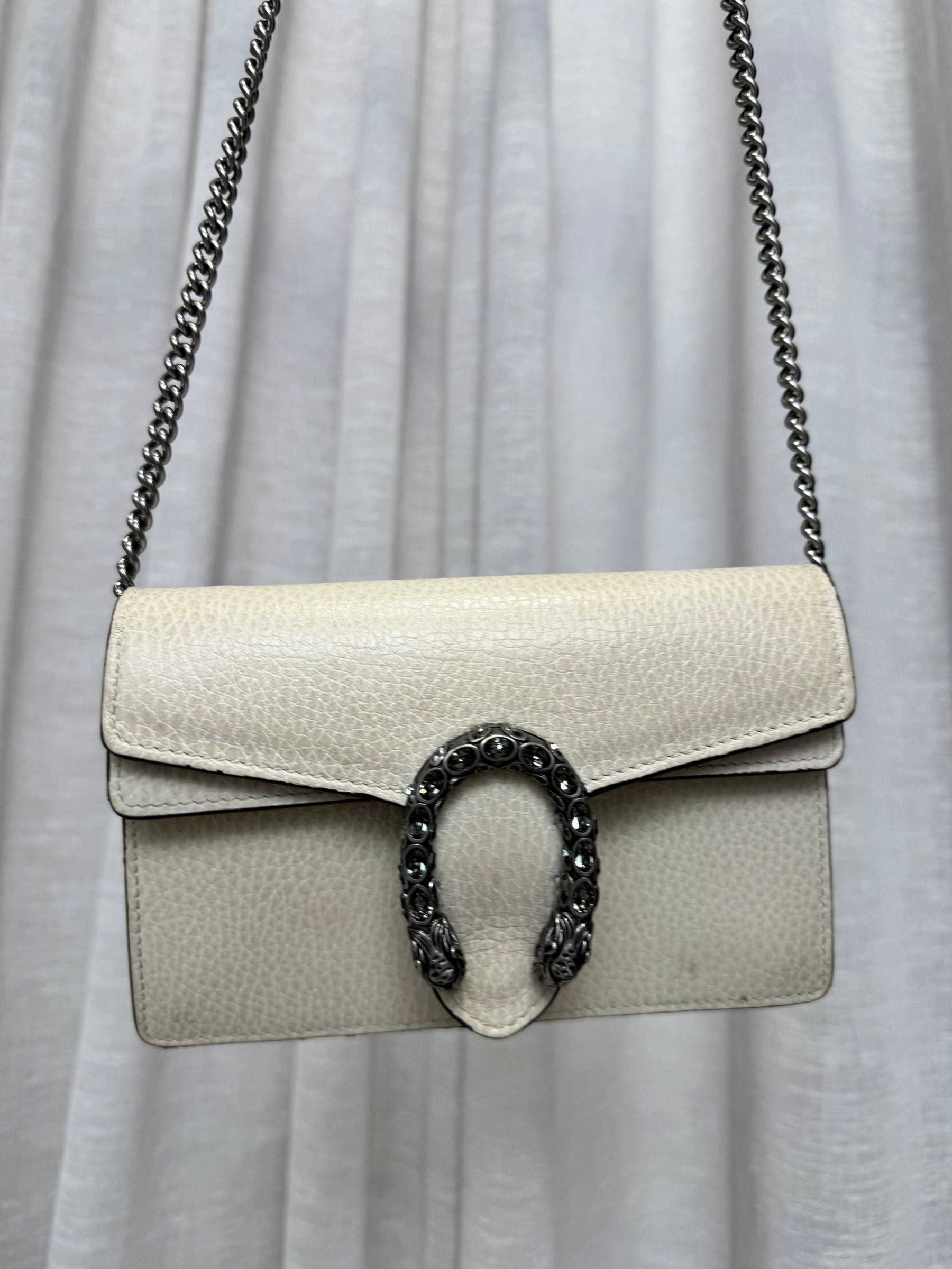 Gucci White Leather Super Mini Dionysus Bag