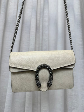 Gucci White Leather Super Mini Dionysus Bag