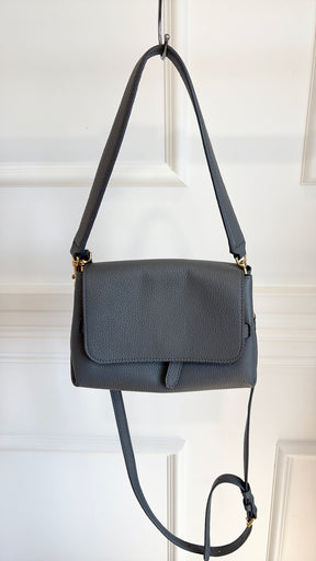 Oroton Grey Leather Shoulder Flap Bag