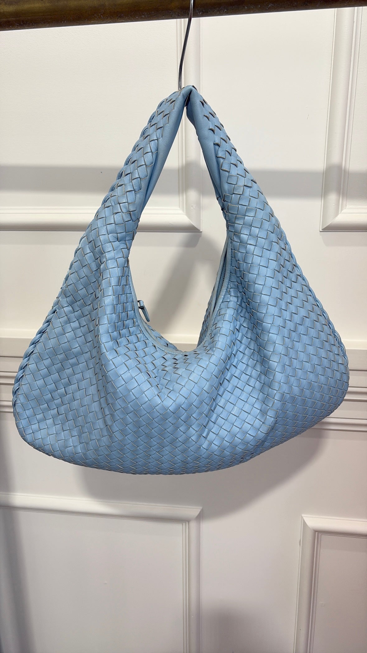 Bottega Veneta Pale Blue Intrecciato Leather Shoulder Hobo Bag
