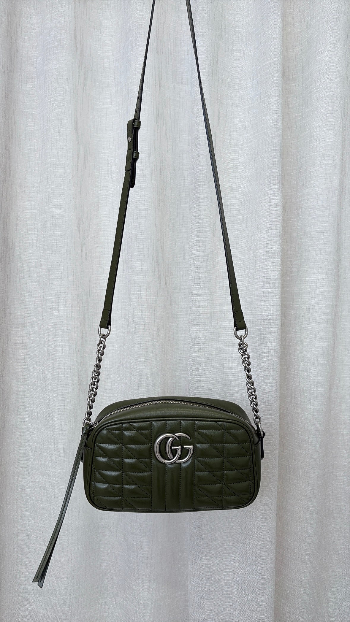 Gucci Khaki Quilted Marmont Camera Bag