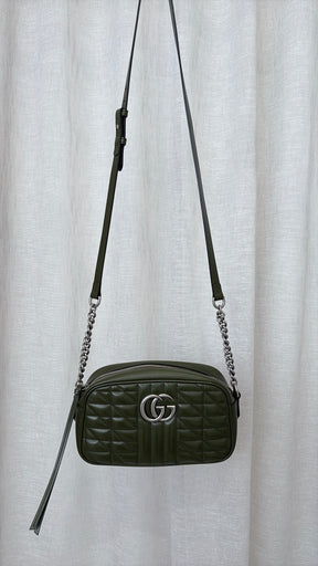 Gucci Khaki Quilted Marmont Camera Bag