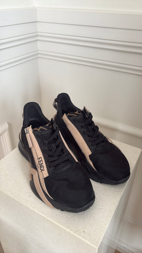 Fendi Black and Beige Sneakers, 39