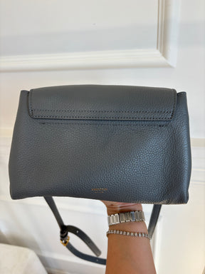 Oroton Grey Leather Shoulder Flap Bag