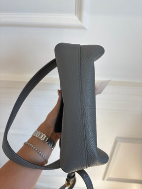 Oroton Grey Leather Shoulder Flap Bag