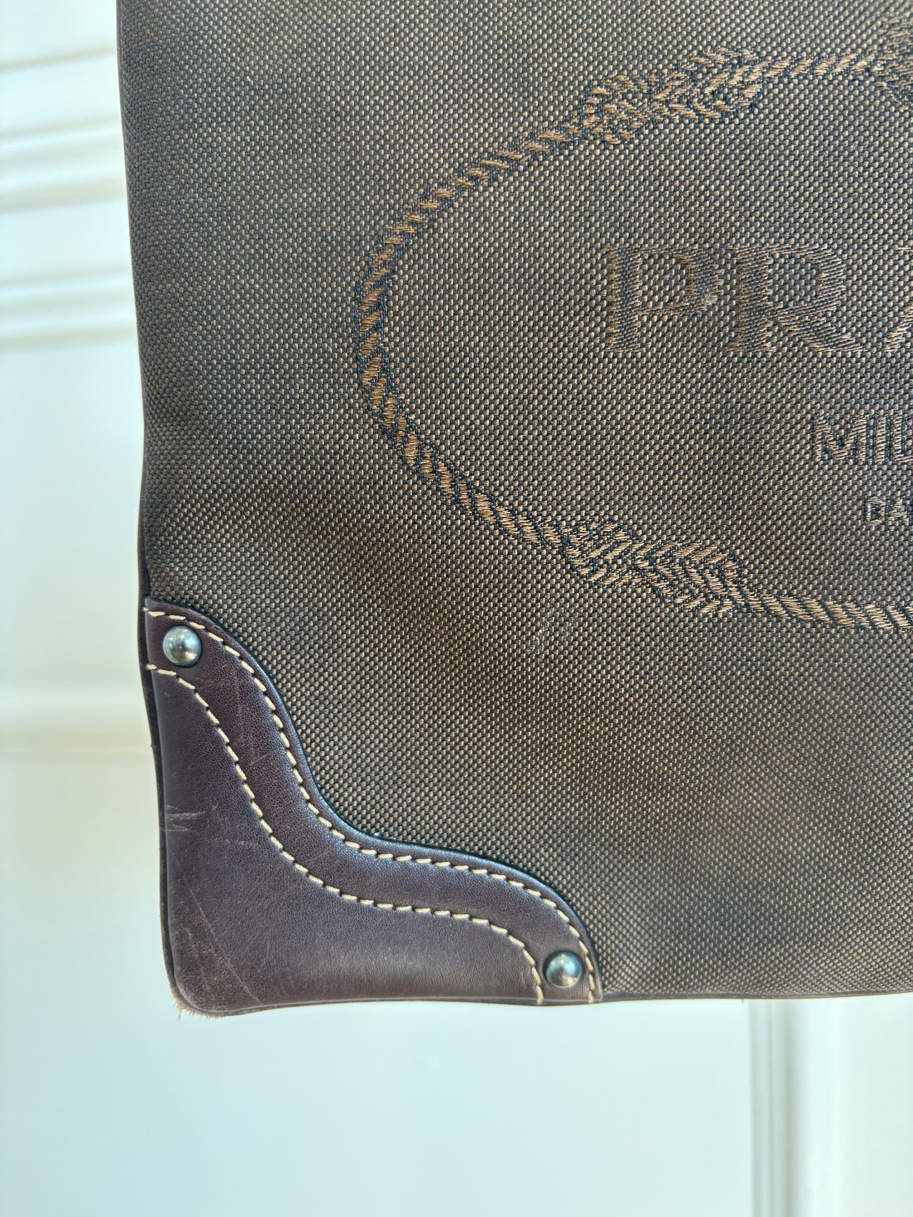 Prada Leather and Canvas Logo Pouch Bag