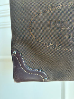 Prada Leather and Canvas Logo Pouch Bag