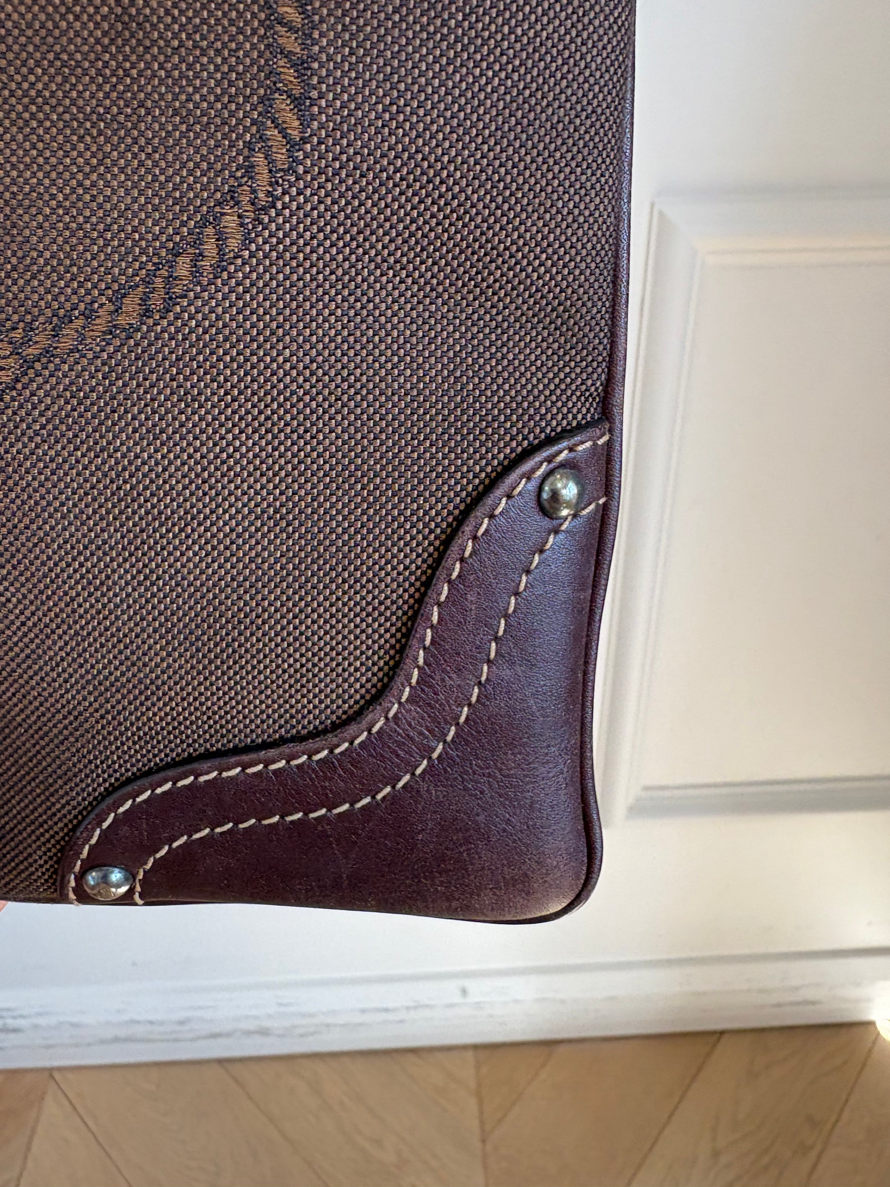 Prada Leather and Canvas Logo Pouch Bag