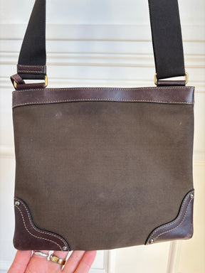 Prada Leather and Canvas Logo Pouch Bag