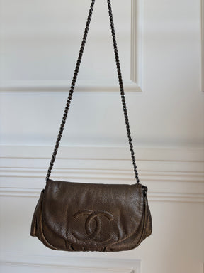 Chanel Bronze Caviar Leather Crescent Shoulder Bag