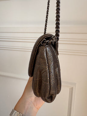 Chanel Bronze Caviar Leather Crescent Shoulder Bag