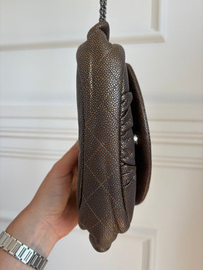 Chanel Bronze Caviar Leather Crescent Shoulder Bag