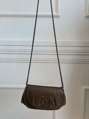 Chanel Bronze Caviar Leather Crescent Shoulder Bag