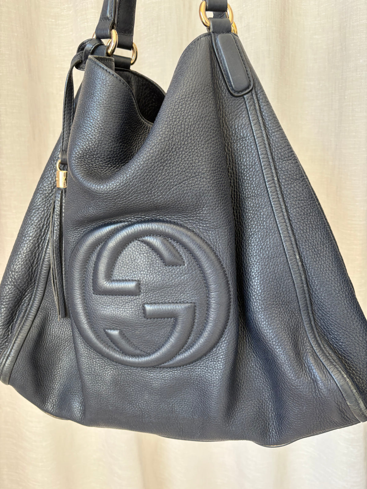 Gucci Navy Leather Soho Shoulder Tote