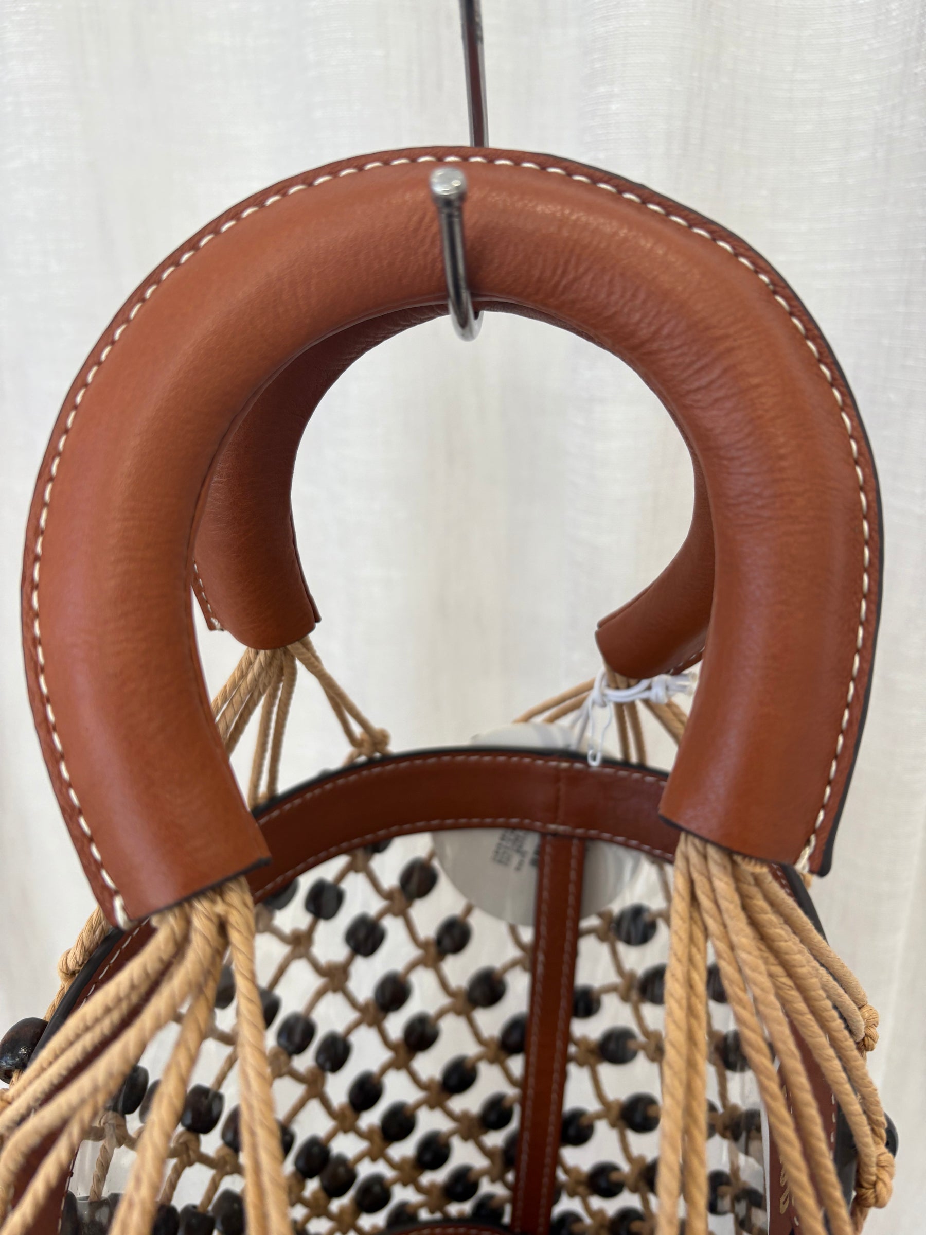 Staud Clear Beaded Moreau Bucket Bag Brown