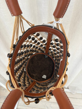 Staud Clear Beaded Moreau Bucket Bag Brown