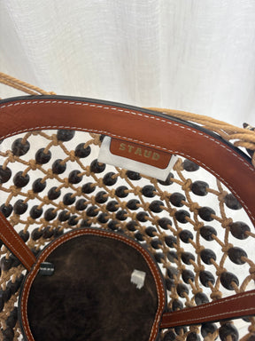 Staud Clear Beaded Moreau Bucket Bag Brown