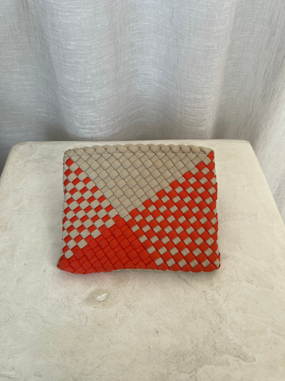 Naghedi Orange and beige Woven Pouch