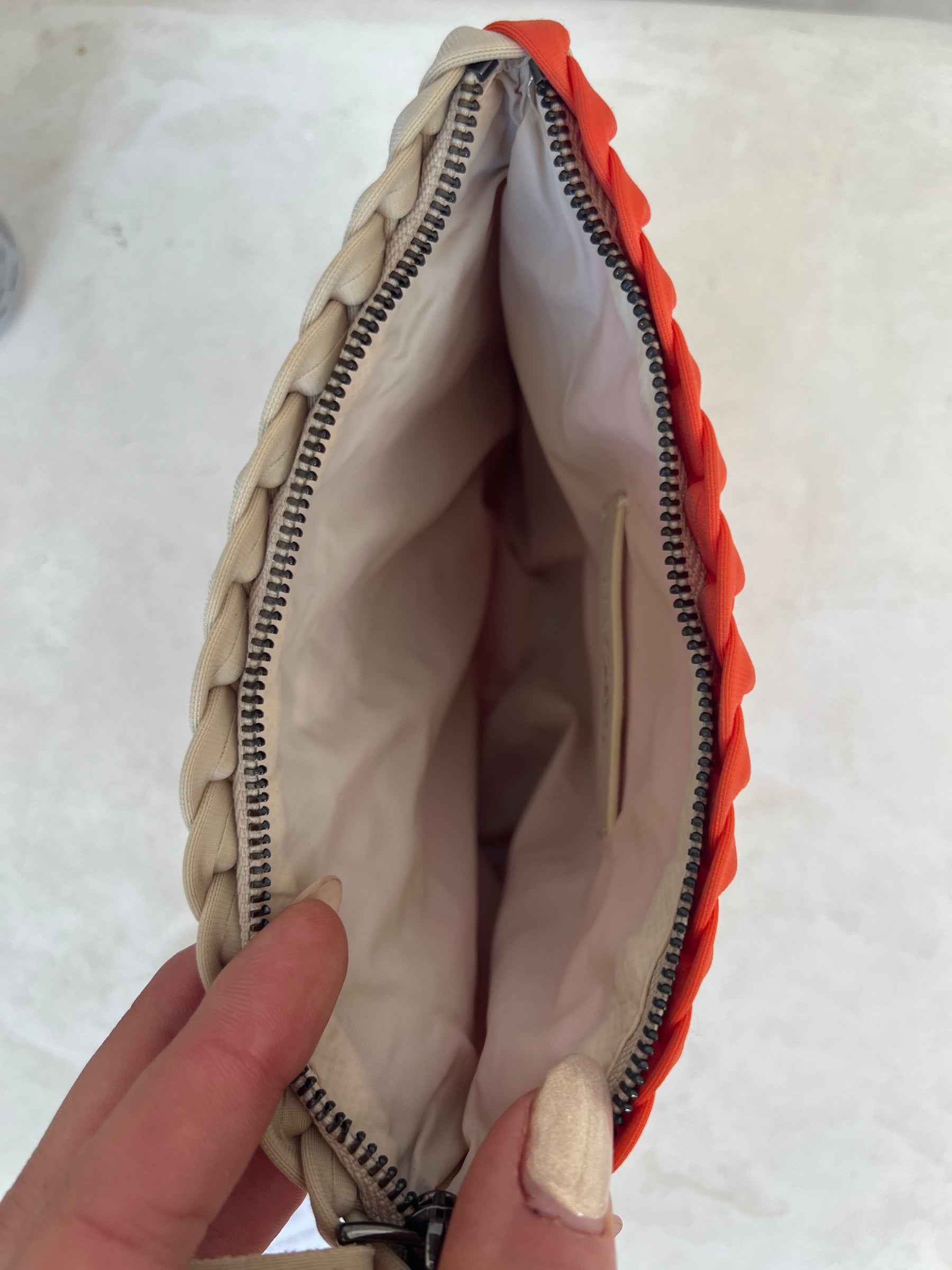 Naghedi Orange and beige Woven Pouch