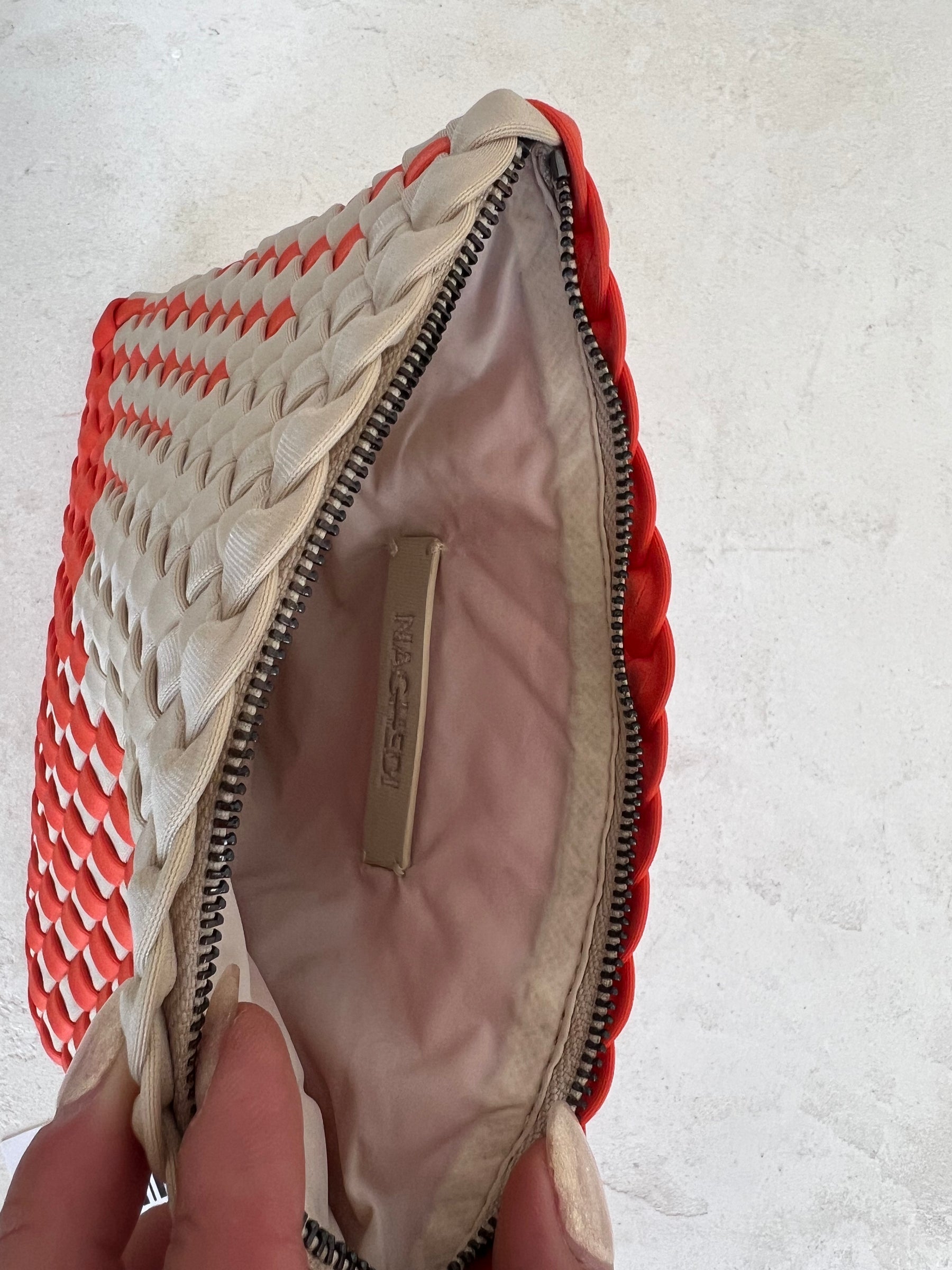 Naghedi Orange and beige Woven Pouch